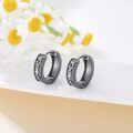 wholesale 925 Sterling Silver Hoop Earrings Gun Black Plated Egyptian Hieroglyphs-0-2