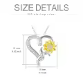 wholesale Gold-Plated 925 Sterling Silver Moissanite Sunflower Heart Pendant Necklace for Women-0-5