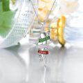wholesale 925 Sterling Silver Italian Horn Charm Necklace with Green and Red Enamel Banners - Follow Your Heart Good Luck Protection Amulet Jewelry for Women & Men-0-1