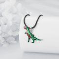wholesale 925 Sterling Silver Green & Brown T-Rex Dinosaur Pendant Necklace for Kids Boys Girls Gifts-0-3