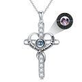 wholesale 925 Sterling Silver Cross Pendant Necklace I Love You To The Moon And Back-0-0
