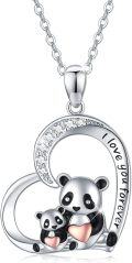 wholesale 925 Sterling Silver Panda Family Love Forever Pendant Necklaces for Women-0-0