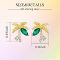 wholesale Gold Plated Palm Tree Green Crystal Stud Earrings for Women 925 Sterling Silver  Set-0-5