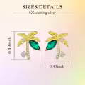 wholesale Gold Plated Palm Tree Green Crystal Stud Earrings Wholesale for Women 925 Sterling Silver  Set-0-5