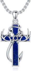 wholesale Sterling Silver Deer Antler Cross Necklace for Men Hunting Jewelry Gift-0-24