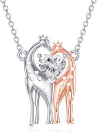 wholesale TOUPOP Giraffe Gifts For Women Sterling Silver Giraffe Necklace Heart Crystal For Mother Daughter Grandma Jewelry -undefined