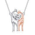 TOUPOP Sterling Silver Crystal Giraffe Heart Necklace Jewelry For Women-0-0