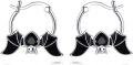 wholesale 925 Sterling Silver Bat Shape Black Enamel Hoop Earrings for Women Animal Lovers -0-0