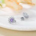 wholesale 925 Sterling Silver Purple Crystal Daisy Flower Stud Earrings for Women Girls Mom Gift-0-4