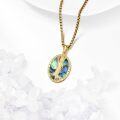 wholesale Gold 925 Sterling Silver Oval Pendant with Abalone Shell and Gold Plated Statue of Santa Sebasti¨¢n Protect Us - Religious Medal  for Men-0-4