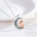 wholesale 925 Sterling Silver Abalone Shell Cat on the Moon Tree of Life Pendant Necklace-0-4