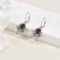 wholesale 925 Sterling Silver Red Crystal Spider Web Drop Dangle Lever Back Earrings-0-2