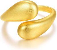 wholesale Gold 925 Sterling Silver Matte Finish Oval Adjustable Ring for Women-Chunky