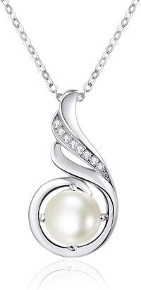 wholesale 925 Sterling Silver Opal CZ Moonstone 12 Month Birthstone Necklace for Women-06-Jun-Lab Created Pearl
