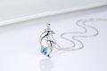 wholesale 925 Sterling Silver Dolphin Pendant With Blue Heart Crystal Necklace-0-5