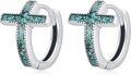 wholesale 925 Sterling Silver Turquoise Stone Cross Stud Earrings for Women and Grandmas-0-0