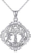 wholesale 925 Sterling Silver Tree of Life Pendant with Ravens and Leaves Charm Necklace-0-0