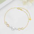 wholesale 10k Gold Infinity Bracelet with Moissanite and Freshwater Cultured Pearls 6.8-8.4 inches-0-8
