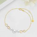 wholesale 10k Rose Gold Infinity Pearl Bracelet With White Pearls And Diamonds-0-8