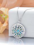 wholesale 925 Sterling Silver Celtic Symbols Pendant Necklace with Blue Shell Inlay and Hexagram Design-0-4