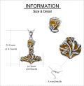 wholesale 925 Sterling Silver Tiger Eye Mjolnir Tree of Life Necklace Norse Viking Jewelry-0-2