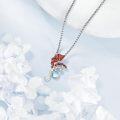 wholesale 925 Sterling Silver Red Enamel Dragon with Blue Opal Stone Pendant Necklace-0-4
