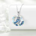 wholesale 925 Sterling Silver Blue Crystal Axolotl & Fish Charm Pendant Necklace-0-3