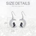 wholesale 925 Sterling Silver Black Cat Moon Drop Earrings Leverback s for Women Girls-0-5