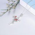 wholesale 925 Sterling Silver Cross Pendant Necklace w/Red Ladybugs & Flowers Christian  for Her-0-3
