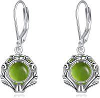 wholesale Sterling Silver Gemstone Leverback Dangle Drop Filigree Earrings for Women-Peridot
