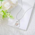 wholesale 925 Sterling Silver Heart-Shaped Rose Gold Plated Cubic Zirconia & Topaz Unicorn Pendant Necklace for Women Girls  43cm Chain Length-0-4