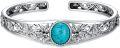 wholesale 925 Sterling Silver Turquoise Floral Vine Adjustable Bracelet Cuff-0-0