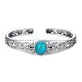 wholesale 925 Sterling Silver Turquoise Floral Vine Adjustable Bracelet Cuff-0-0