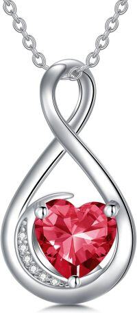 wholesale TOUPOP July Birthstone Necklace For Women Ruby Necklace Pendant 930 Sterling Silver Infinity Love Moon Jewelry Birthday Christmas Gifts For Women Mom Wife Girlfriend -undefined