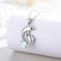 wholesale 925 Sterling Silver Opal Dolphins Pendant Necklace for Women's Gifts on Motherâs Day-0-2