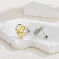 wholesale 925 Sterling Silver Frog Heart Stud Earrings Two Tone Gold Plated-0-2