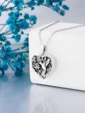 wholesale TOUPOP Sterling Silver Heart Locket Necklace Hummingbird Locket Pendant That Holds Pictures Photo Hummingbird Jewelry For Women Friends Family -0-2