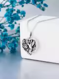 TOUPOP Sterling Silver Heart Locket Pendant Hummingbird Photo Jewelry-0-2