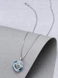 wholesale 925 Sterling Silver Blue Crystal Heart Shape Pendant Necklace with Pearl and Cubic Zirconia - Romantic Gift for Her-0-3