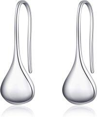 wholesale 925 Sterling Silver Teardrop Dangle Earrings - Elegant Waterdrop  for Her-pull through teardrop earrings style B