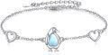 wholesale 925 Sterling Silver Blue Opalite Penguin & Hearts Charm Bracelet for Women Girls  6-8 Adjustable Length-0-0