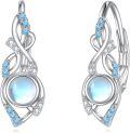 wholesale 925 Sterling Silver Blue Moonstone & Cubic Zirconia Celtic Dangle Hoop Earrings for Women - Irish  Idea-0-0