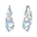 wholesale 925 Sterling Silver Moonstone Drop Earrings Platinum Plated Blue Cz Swirl Design-0-0