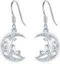 wholesale 925 Sterling Silver Moon Squirrel Drop Earrings-0-0