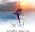 wholesale 925 Sterling Silver Ballet Dancer Huggie Hoop Earrings with Rose Gold Accents-0-5