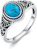 wholesale 925 Sterling Silver Natural Turquoise Stone Boho Style Adjustable Band Ring for Women-0-0