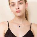 wholesale 925 Sterling Silver Lapis Lazuli Cat Pendant Necklace for Women Hypoallergenic  48cm Chain Length-0-3