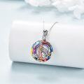 wholesale 925 Sterling Silver Rainbow Crystal Wolf Pendant Necklace for Women-0-2