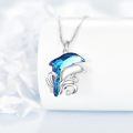 wholesale 925 Sterling Silver Blue Dolphin Pendant With Cz Accents-0-4