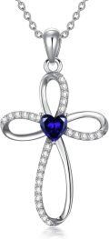 wholesale 925 Sterling Silver Moissanite Infinity Cross Birthstone Necklace 18+2-0-0